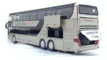 Miniatura Ônibus Fricção Double Decker Turismo Led Metal