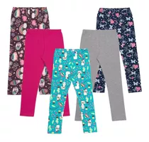 Pack X5 Calzas Legging Niña 100% Algodon Precio Por Mayor 