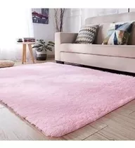 Tapete Cabelo Longo Costa Oro Shaggy Cor Rosa-claro Felpudo - De 2m X 1.5m