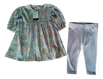 Conjunto De Vestido Y Calzas Zeeman España.  Talle 4/6 Meses