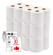 Kit 30 Rolos Etiquetas Adesivas Couche 100x150mm Branco