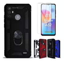 Funda P/ Zte Blade A52, Uso Rudo C/ Anillo Sujetador + Mica