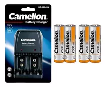 Cargador De Pilas Camelion + 4 Pilas Recargables Aa 2500mah