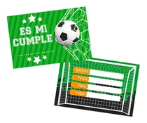 24 Tarjetas E Invitaciones De Cumpleaños - 9 X 6 Cm Futbol