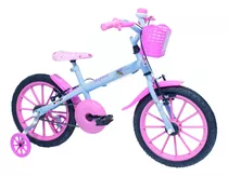 Bicicleta Infantil Feminina Aro 16 Princesas Para Meninas Cor Azul