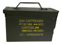 Caja De Municion Calibre .30 | Metal | Color Verde Militar