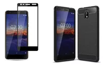 Funda Fibra Carbono + Templado Compatible Con Nokia 3.1