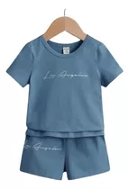 Conjunto De Shorts Con Camiseta Con Estampado Los Angeles