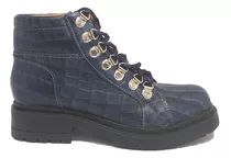 Borcegos Botas Botitas Cuero Croco Mujeres Colores Cordones