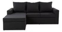 Geben Argentina Premium    Esquinero Sofa Rinconero Living 210 X 160 Chenille Color Negro Diseño De La Tela Rustica