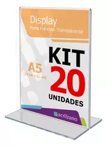 Display Expositor T A5 Acrílico 21x15 Balcão Mesa Kit20