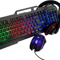 Kit Gamer Teclado Semi Mecanico Mouse 3200dpi E Headset 