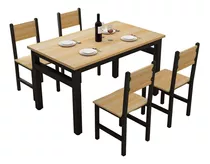 Juego De Comedor Mesa 120x60 Cm Con 4 Sillas