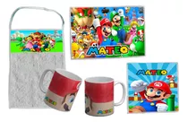 Set Jardin Mario Bross Toalla Mantelito Servilleta Taza 4