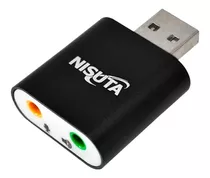 Placa Audio Nisuta Nscousau22 Usb Microfono Auricular * Color Negro