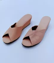 Chinelas En Jersey Color Beige N 37.casi Nuevas