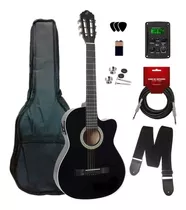 Violão Giannini Cordas Aço Sf14 Preto Elétrico Kit Completo