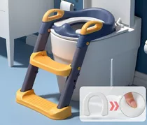 Troninho Redutor Assento Vaso Sanitário Infantil Com Escada Cor Azul E Amarelo