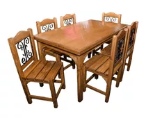 Juego Comedor En Madera Maciza Mesa Y 6 Sillas Original!!