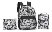 Kit Mochila Escolar Costas Meninos Game Over Camuflada Tam G