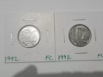 Moedas De 5 E 10 Cruzeiros 1992 ( Flor De Cunho) Escassa 