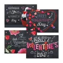 Tarjetas De Feliz Día De San Valentín Negro Brillante...