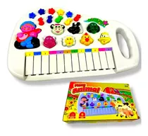 Piano Teclado Infantil Som De Animais Musical De Fazendinha Cor Branco Pilhas Aa