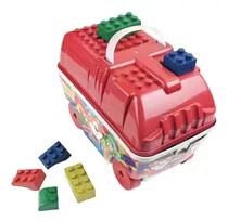Brinquedo Bloco Montar 70 Pçs Colorida Blocks Carro Vermelho