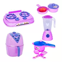 Kit Cozinha Infantil Panela Fogão Airfryer Liquidificador 9p