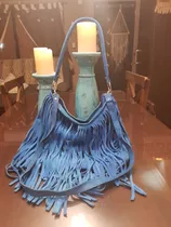 Cartera Usada De Cuero Gamuza, Modelo Blue, Marca Las Juanas