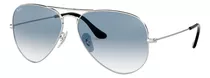 Anteojos De Sol Ray-ban Aviator Gradient Small Con Marco De Metal Color Polished Silver, Lente Light Blue De Cristal Degradada, Varilla Polished Silver De Metal - Rb3025