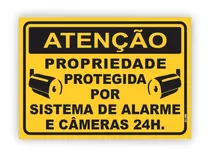 Placa Aviso Propriedade Protegida Sistema De Câmera E Alarme