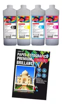 Papel Glossy 135gm 100 Hojas + 4 Litros Para Epson L395