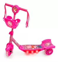 Patinete Musical Peppa Pig Rosa 3 Rodas Infantil Cesta Luz