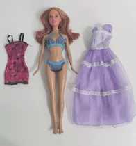 Muñeca Barbie Original En Traje De Baño - Incluye 2 Vestidos