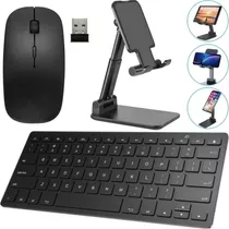 Kit Teclado Bluetooth Mouse Sem Fio + Suporte Tablet Galaxy