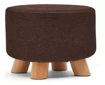 Puff Banco Redondo Marron En Madera Para Living Dormitorio!!