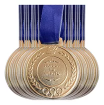 Conjunto 50 Medalhas Com Tirante Azul Honra Ao Mérito 2,9cm