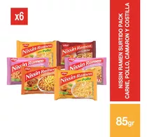 Ramen Nissin Surtido Carne/pollo/costilla/camaron - 6 Unid