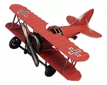 Modelo De Avião Vintage, Ornamento Biplano, Metal, Laranja