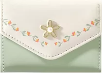 Mozxirz Cartera Mujer Y Niña, Con Diseño Flores, Triple Piel