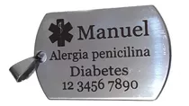 Medalla Acero Identificadora Enfermedad + Cadena- Petrarca1