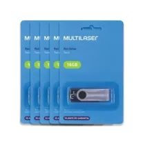 Kit 5x Pen Drive  16gb  Multilaser  Twist  2.0 Preto Atacado