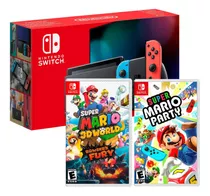 Nintendo Switch Neon + Mario 3d World Bowsers + Mario Party