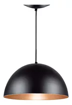 Lustre Pendente Interno Meia Lua 40 Cm Preto C/ Cobre Sala Cor Preto Com Cobre 110v/220v