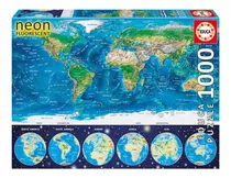 Quebra-cabeça Importado (6560) Puzzle Neon 1000pc Mapa Mundi