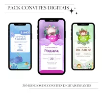 Pack Canva Convite Infantil Aniversário Editável 50 Artes