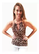 Musculosa Blusa Bretel Cadena Animal Print Y Colores Lisos