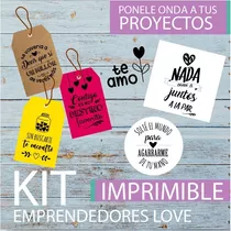 Kit Imprimible Emprendedores Tags Etiquetas Love Amor