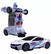 Carro 3d Vira Robo Emite Som E Luz Transformes Carrinho Bmw